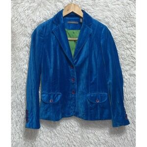Liz Claiborne Blazer‎ Size 4P Blue Velvet Holiday Party Jacket Career
